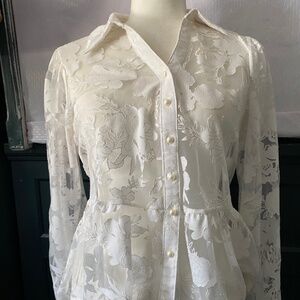 Sheer collar buttoned down blouse